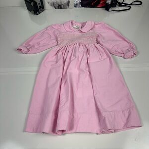 Vintage 90s Strasburg Girls Dress | Pink Smocked Heirloom Easter Church Portrait